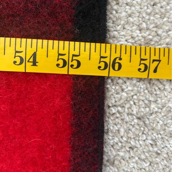 Vintage Pearce WOOLRICH Wool BLANKET Buffalo Check Red BLACK 56x60 Whip Stitch - Picture 7 of 7